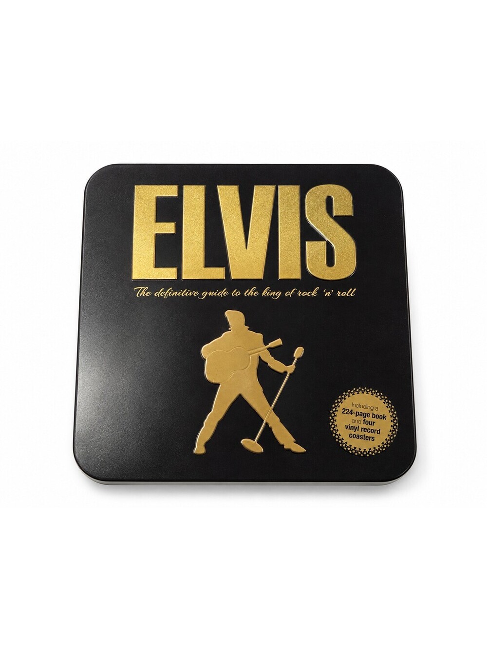 Elvis Presley Gift Tin 224-Page Book 4 Vinyl Record Coasters Igloo Complete